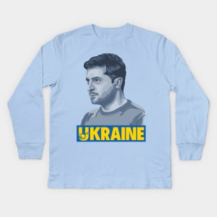 Volodymyr Zelensky Portrait Kids Long Sleeve T-Shirt